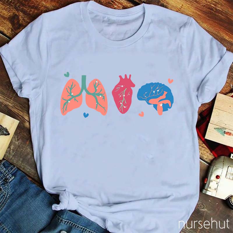 Love Lung Heart Brain Nurse T-Shirt