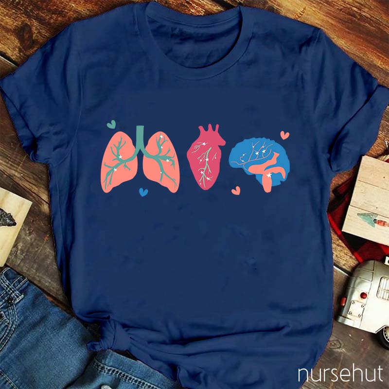 Love Lung Heart Brain Nurse T-Shirt