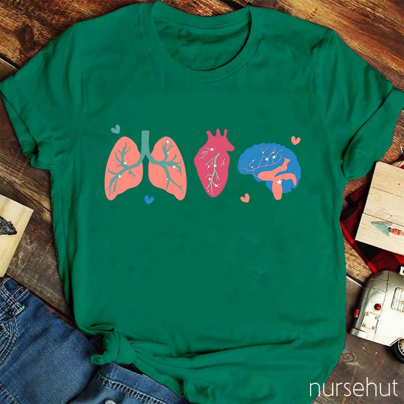 Love Lung Heart Brain Nurse T-Shirt