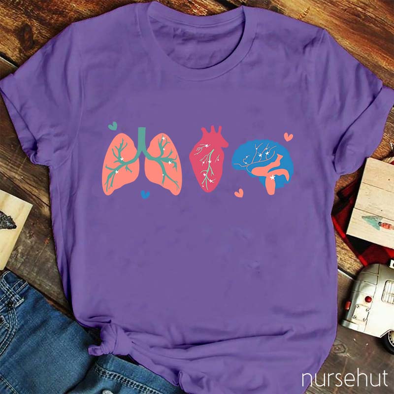 Love Lung Heart Brain Nurse T-Shirt