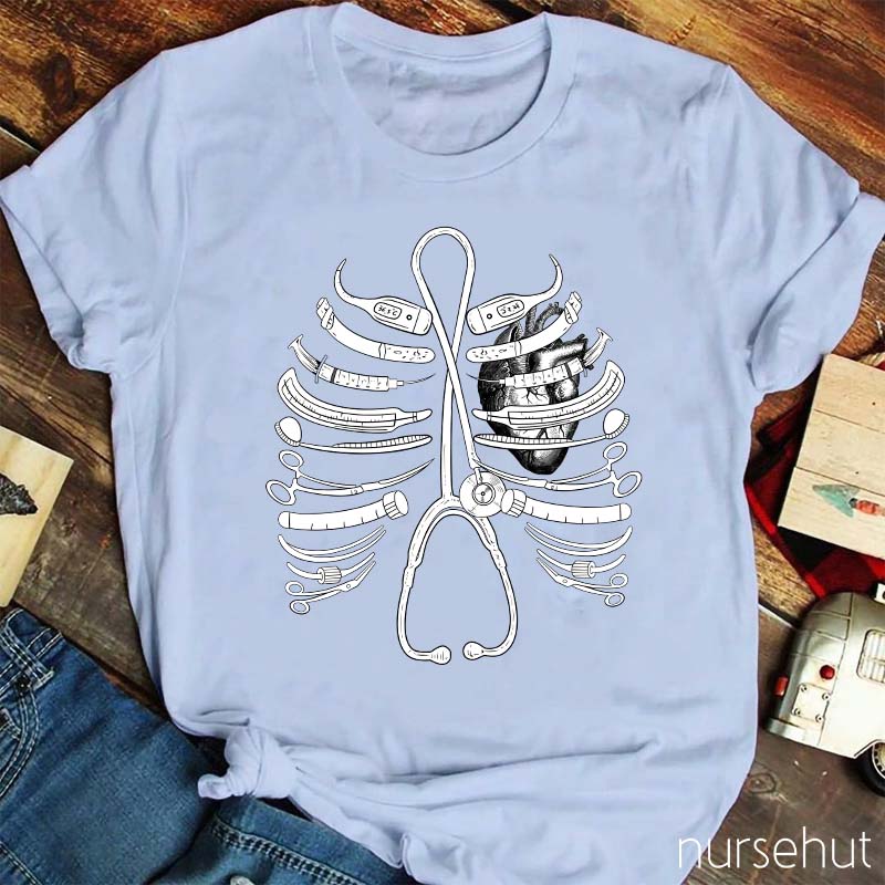 Sternum And Stethoscope Surgical Instruments Nurse T-Shirt