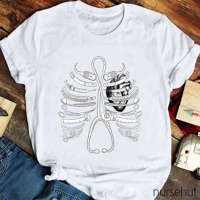 Sternum And Stethoscope Surgical Instruments Nurse T-Shirt