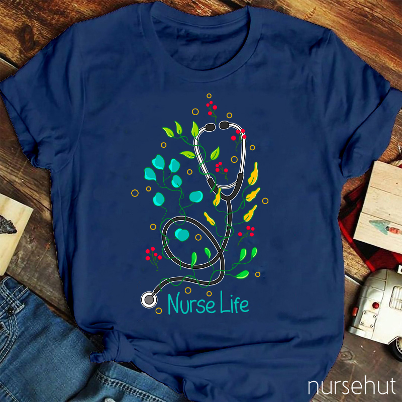 Plants And Stethoscope Nurse Life Nurse T-Shirt