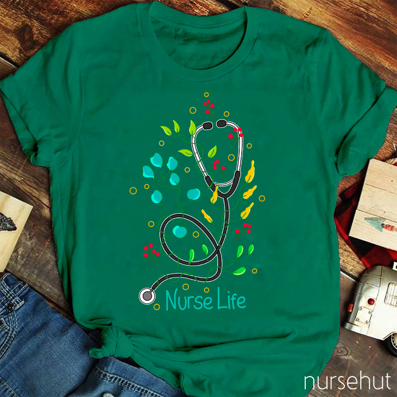 Plants And Stethoscope Nurse Life Nurse T-Shirt