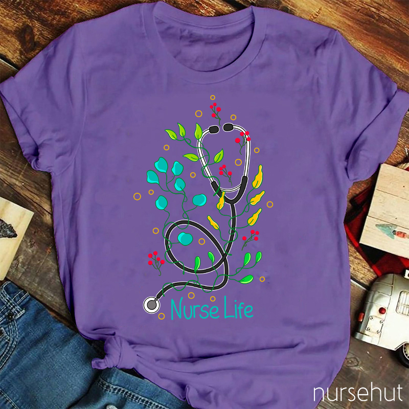 Plants And Stethoscope Nurse Life Nurse T-Shirt