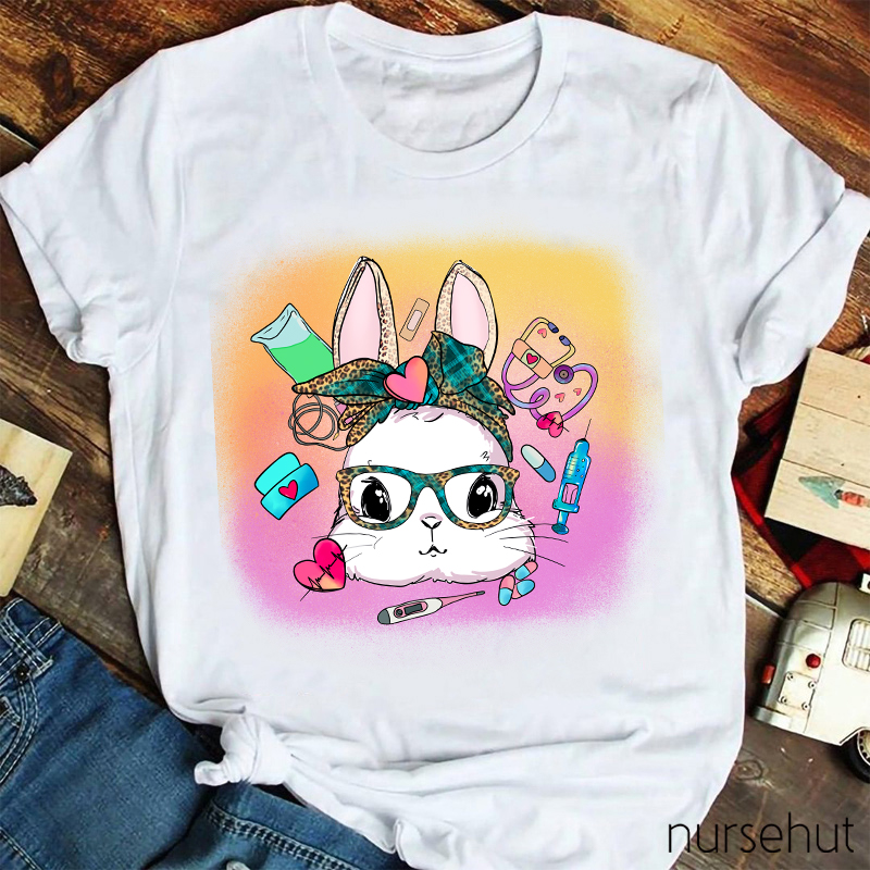 Cute Bunny Nurse Equipments Nurse T-Shirt