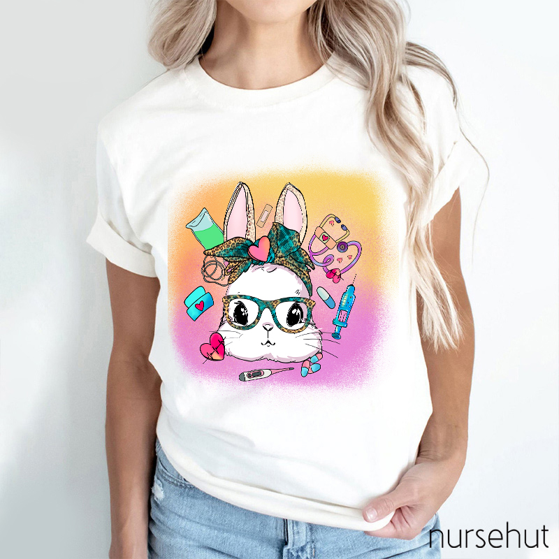Cute Bunny Nurse Equipments Nurse T-Shirt