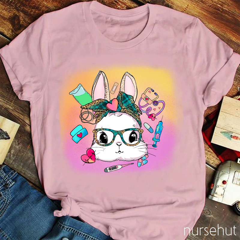 Cute Bunny Nurse Equipments Nurse T-Shirt