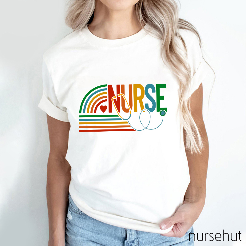 Rainbow And Heart Nurse T-Shirt