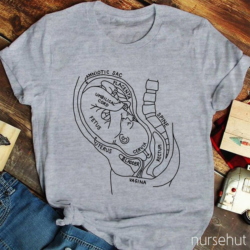 Pregnant Belly Anatomy Nurse T-Shirt