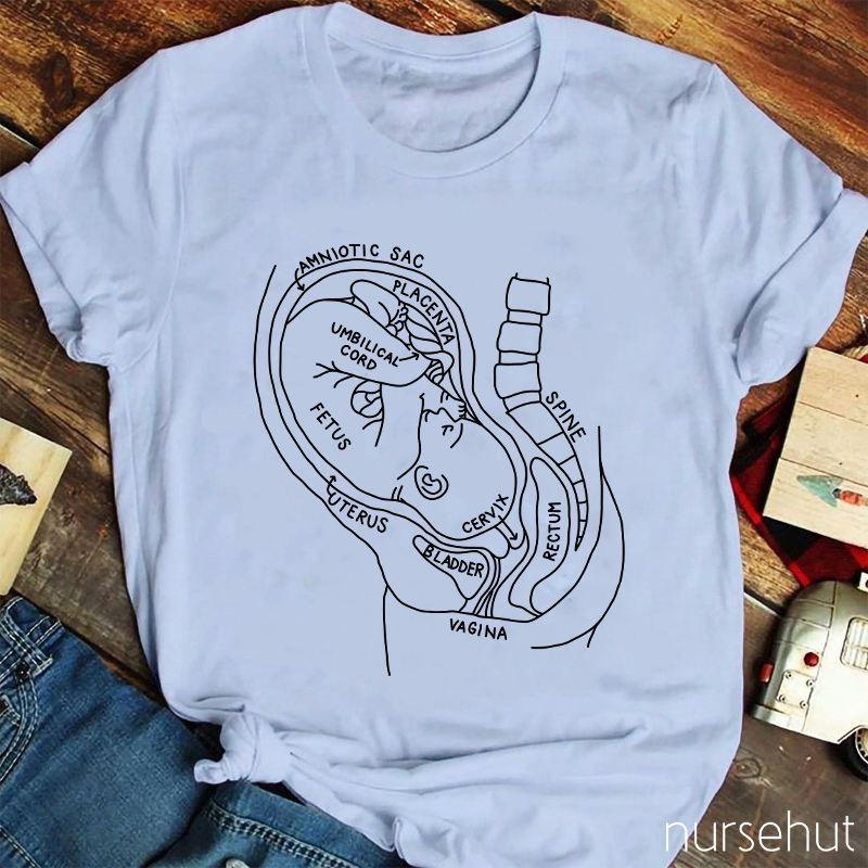 Pregnant Belly Anatomy Nurse T-Shirt