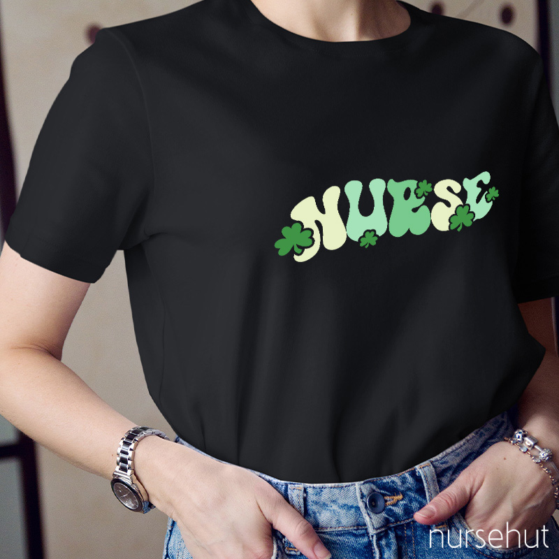 Green Nurse Clovers Nurse T-Shirt