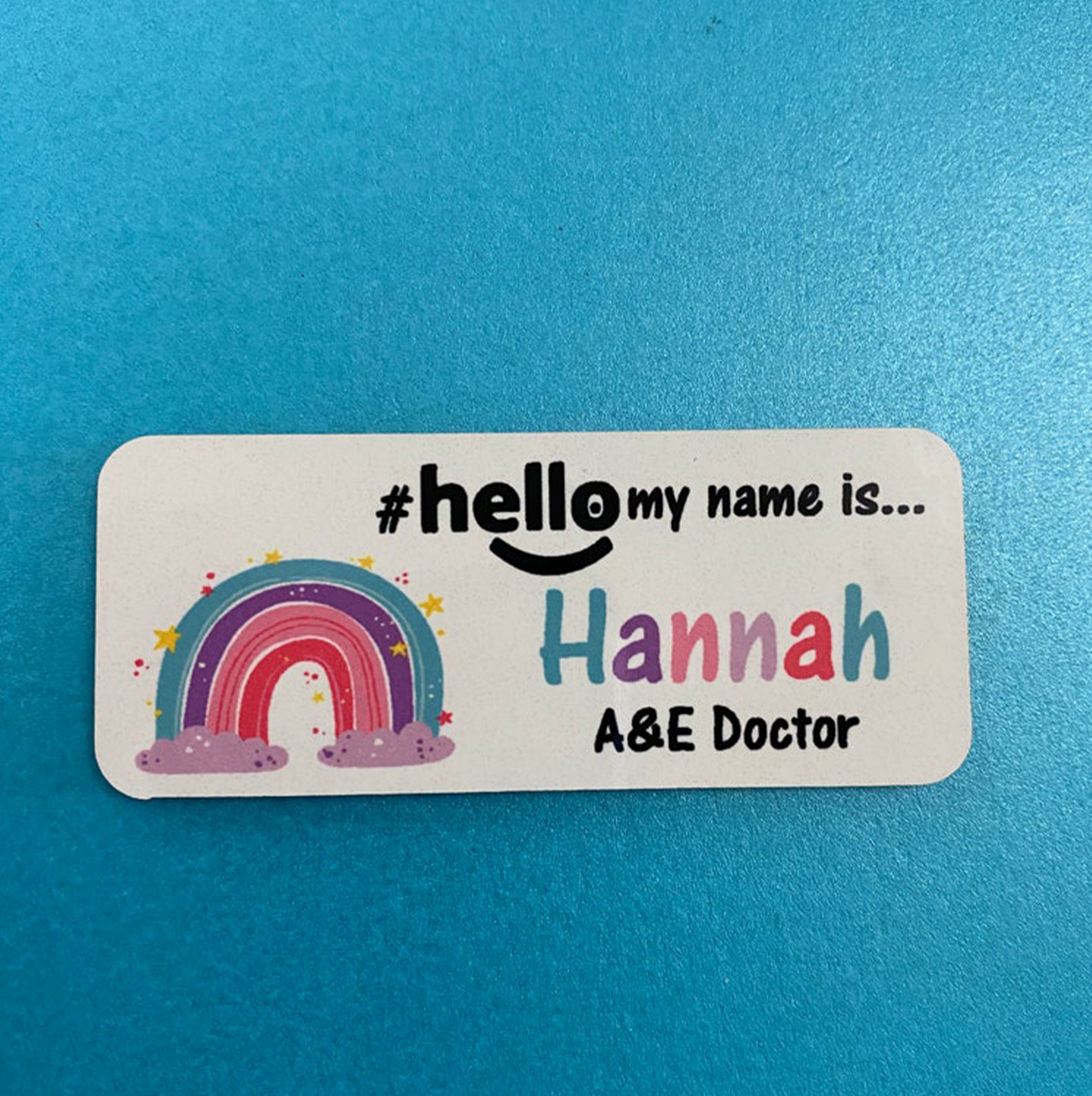 Personalised Sublimation Printed Rainbows Name Badge