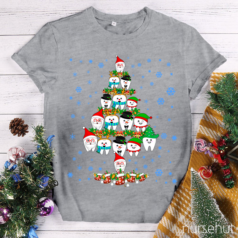 Merry Christmas Teeth Tree Nurse T-Shirt