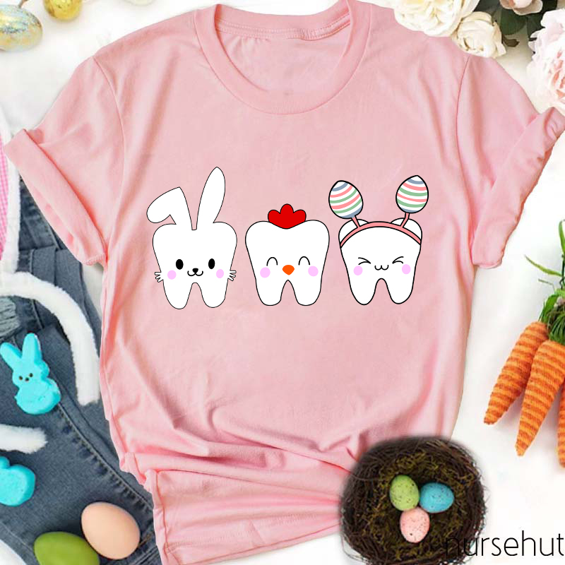 Tooth Bunny Chick Easter Nurse T-Shirt