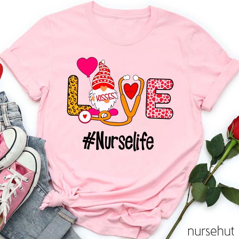 Love Gnome Stethoscope Heart Nurselife Nurse T-Shirt