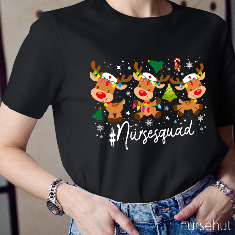 Christmas Elk Nurse Squad Nurse T-Shirt