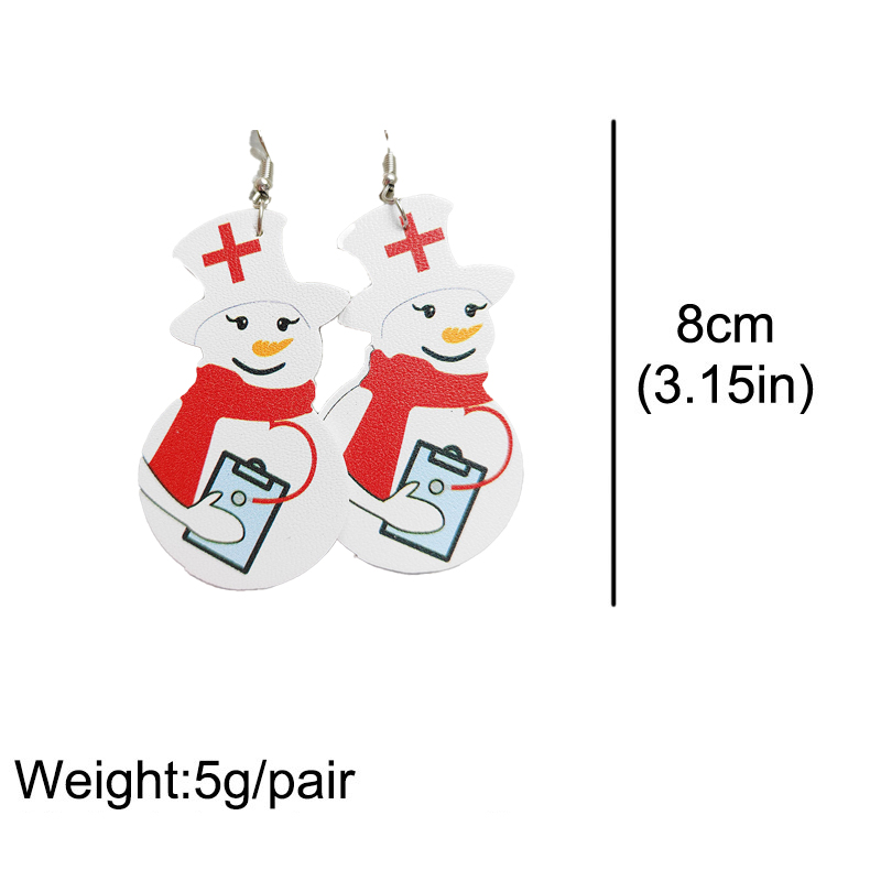 Snowman Nurse Leather Earrings