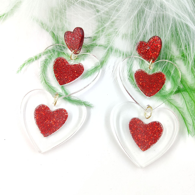 Love Heart Transparent Edge Nurse Acrylic Earrings