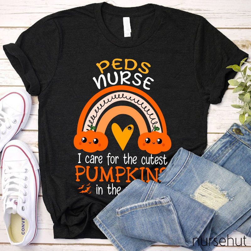 Halloween Pediatric Nurse Peds Rn Pediatrician Rainbow T-Shirt