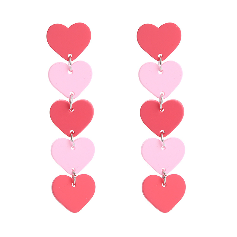 A String Of Pink Hearts Nurse Acrylic Earrings