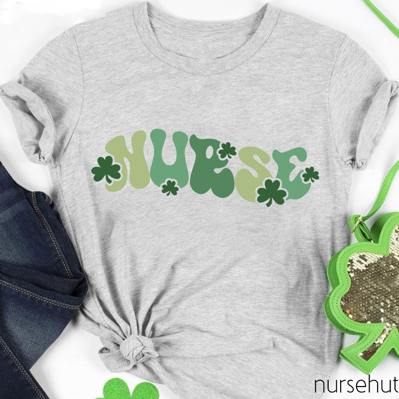 Green Nurse Clovers Nurse T-Shirt