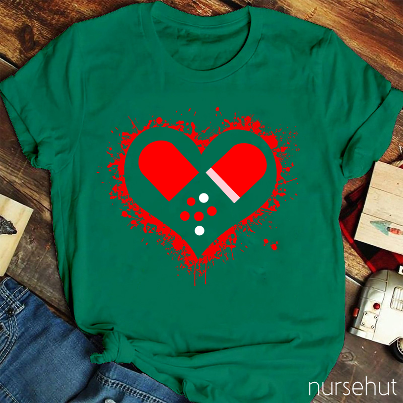 Pharmacist Red Heart Nurse T-Shirt