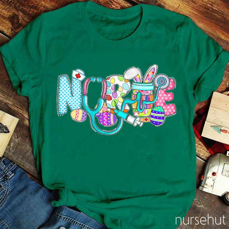 Rich Pattern Bunny Ear Nurse T-Shirt