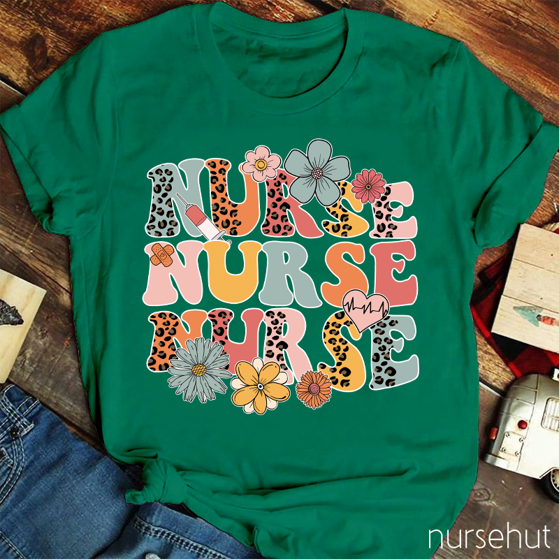Spring Half-Leopard Nurse T-Shirt