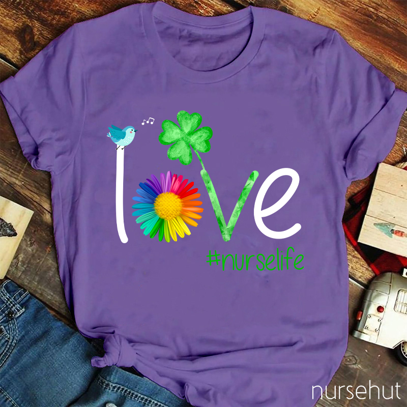 Nurselife Love Clover Nurse T-Shirt