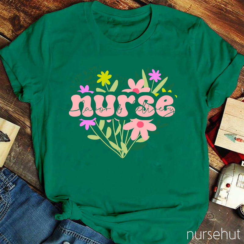 Labor And Delivery Spring Flowers Nurse T-Shirt