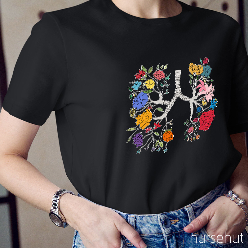 Floral Lungs Nurse T-Shirt