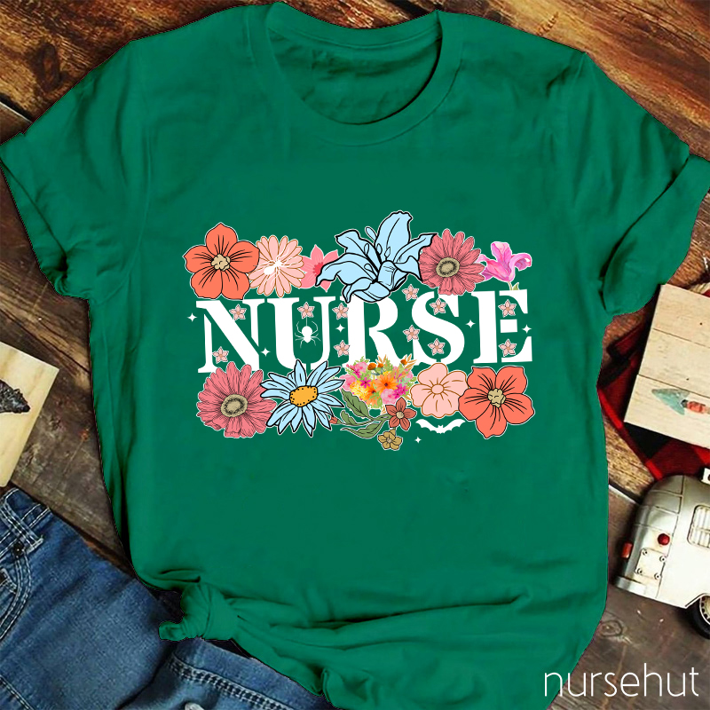 Nurse Surrounding By Flower Nurse T-Shirt