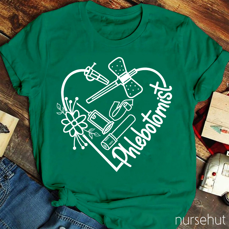 Phlebotomist Flower Nurse T-Shirt