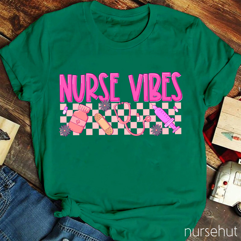 Nurse Life Pink Checkerboard Nurse T-Shirt