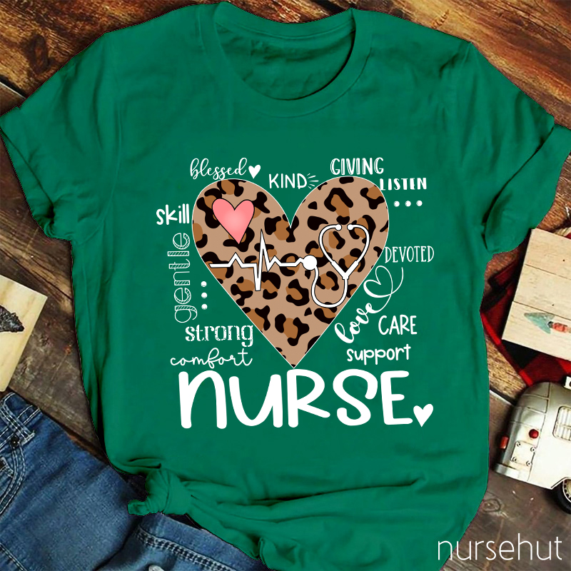 Leopard Excellent Quality Nurse T-Shirt