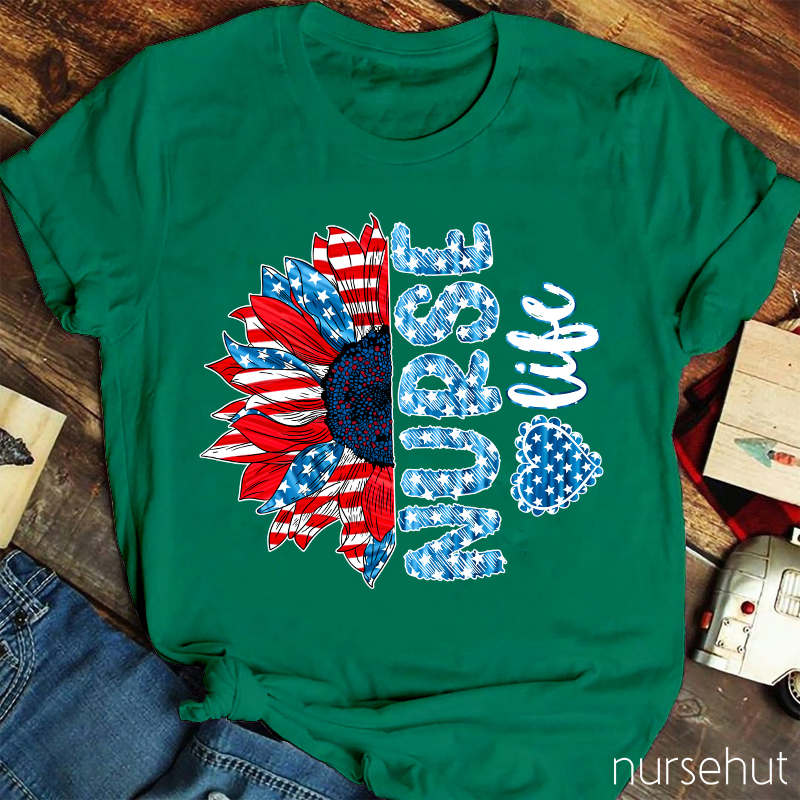 National Flag Sunny Flower Nurse T-Shirt