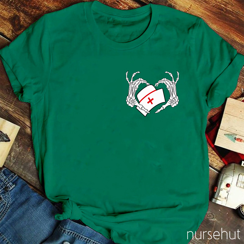 Skeleton Finger Nurse T-Shirt