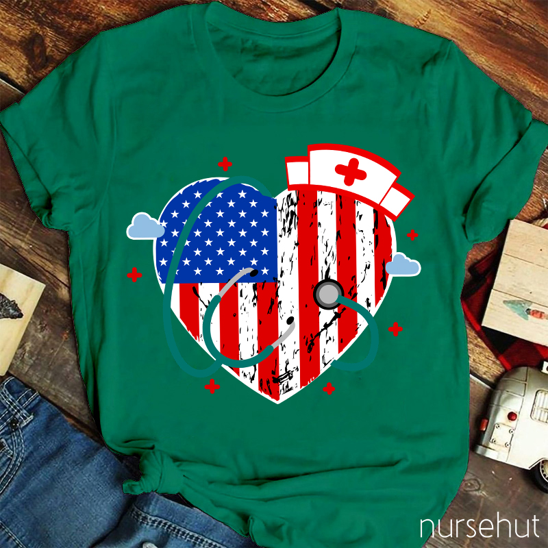 Independence Day Heart Nurse T-Shirt