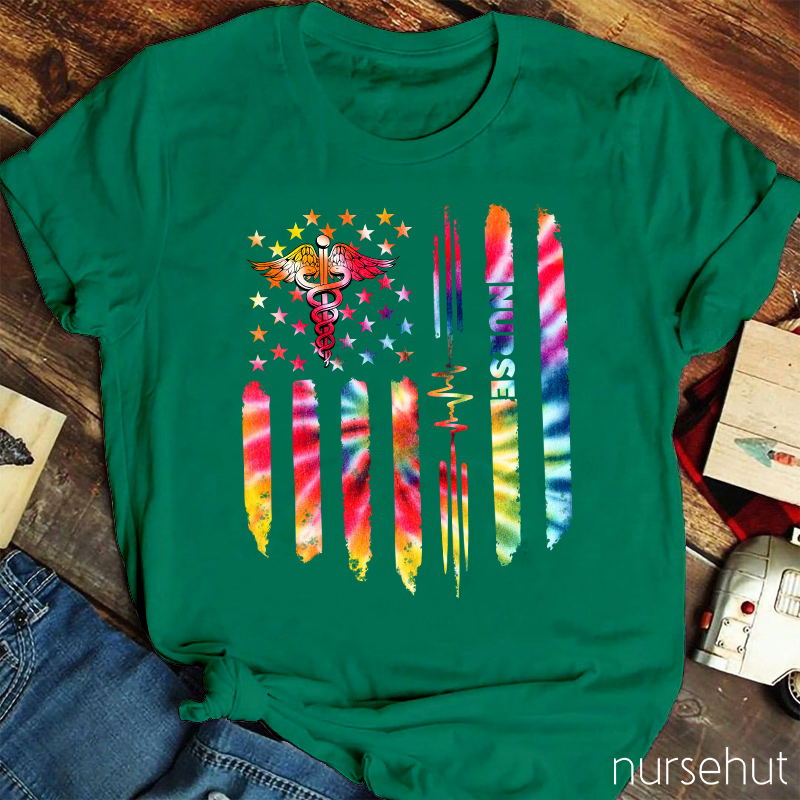 Tie-dye Flag Nurse T-Shirt
