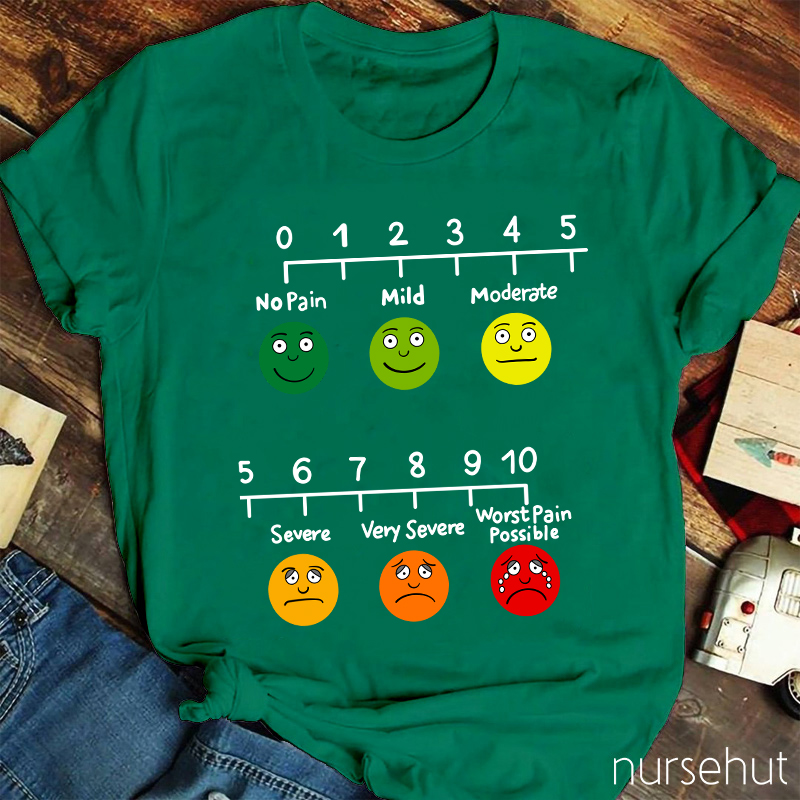 Pain Index No Pain Mild Moderate Severe Nurse T-Shirt