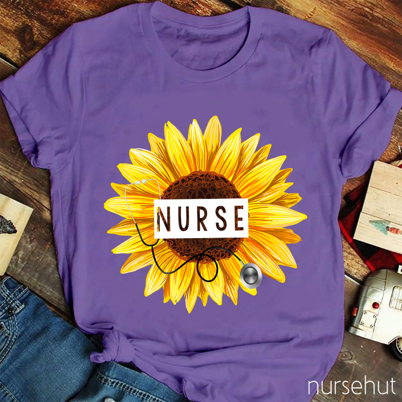 Sunflower And Stethoscope Nurse T-Shirt