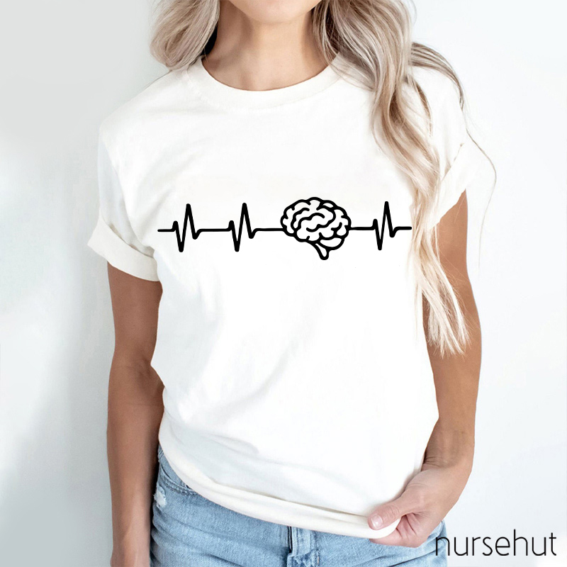 Funny Brain Heartbeat Nurse T-Shirt