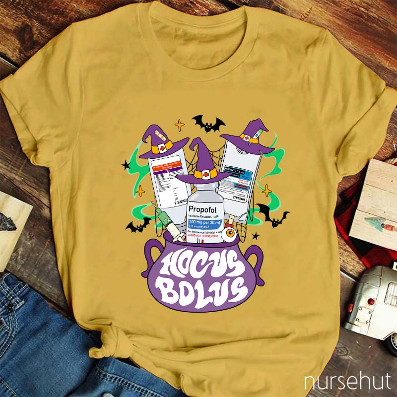 Hocus Bolus Halloween Pharmacist Nurse T-Shirt