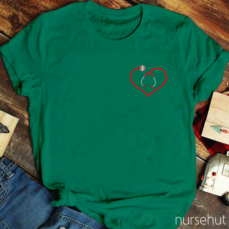 Heart-Shaped Stethoscope Nurse T-Shirt
