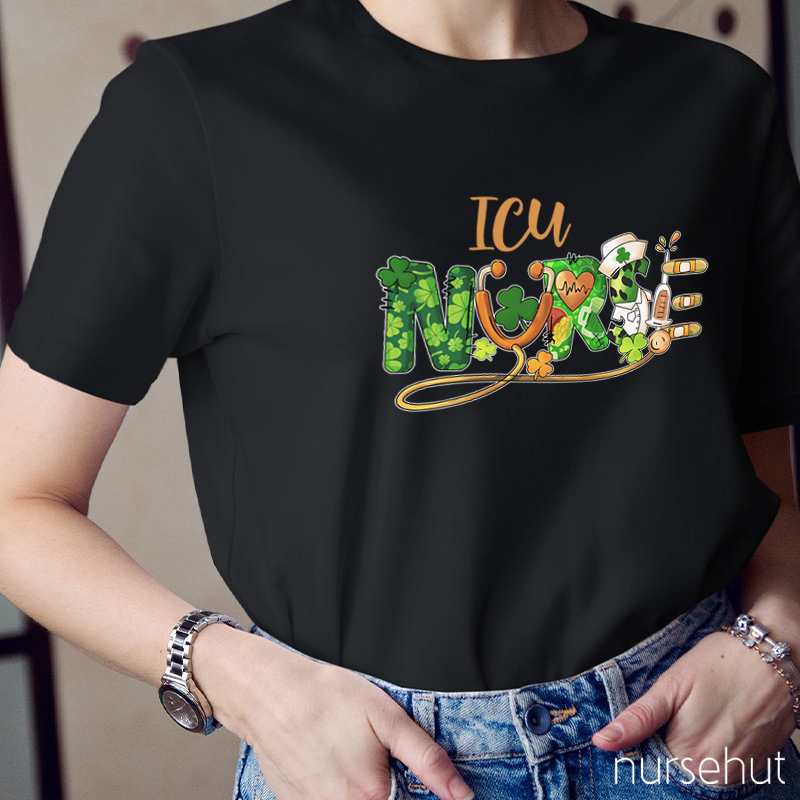 Personalized Lucky Clover Nurse T-Shirt