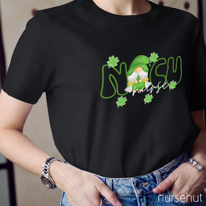 NICU Clover Gnome Nurse T-Shirt