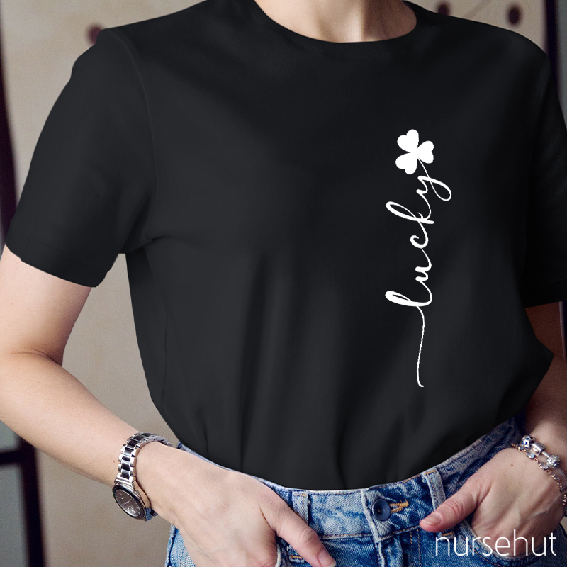 Clover Flower Lucky Stem Nurse T-Shirt