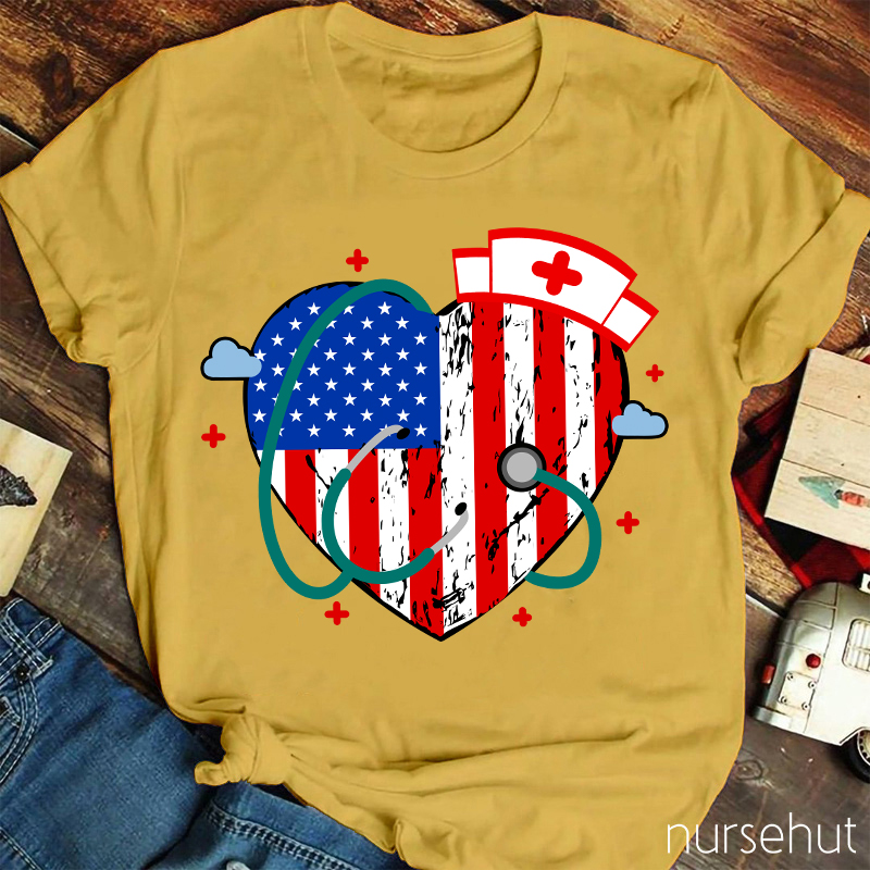 Independence Day Heart Nurse T-Shirt