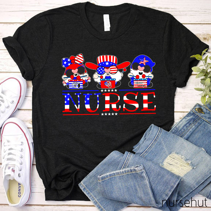 Independent Flag Cartoon Nurse T-Shirt